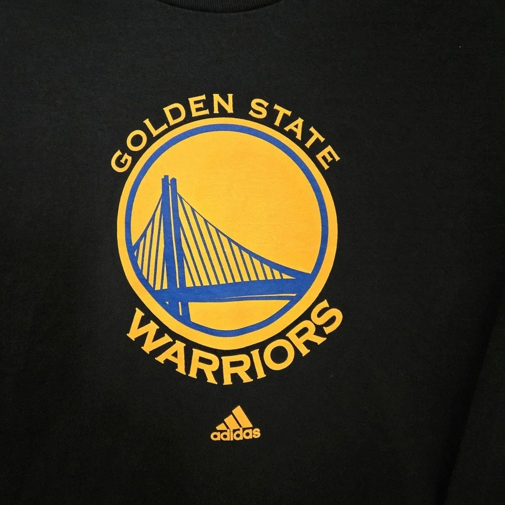 Golden State Warriors Black 2xl  Adidas  Long Sleeve Tshirt Chest 50 Length 31 - Picture 3 of 5
